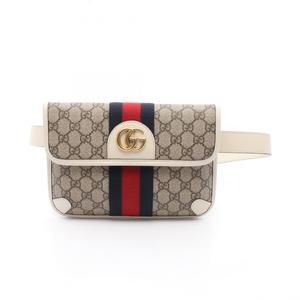 GUCCI GG Supreme Ophidia Belt Bag Waist Body Coated Canvas Leather Men's Beig...